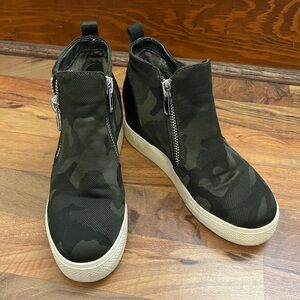 Steve Madden Camouflage High-Top Wedges with Zippers